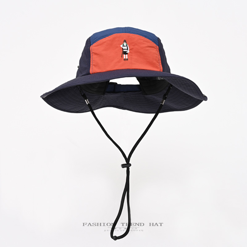 Summer Mountain Outdoor Vintage Contrast Color Mountaineering Hat Lightweight Quick-drying Embroidered Adjustable Fisherman Hat Sunshade Hat Trendy