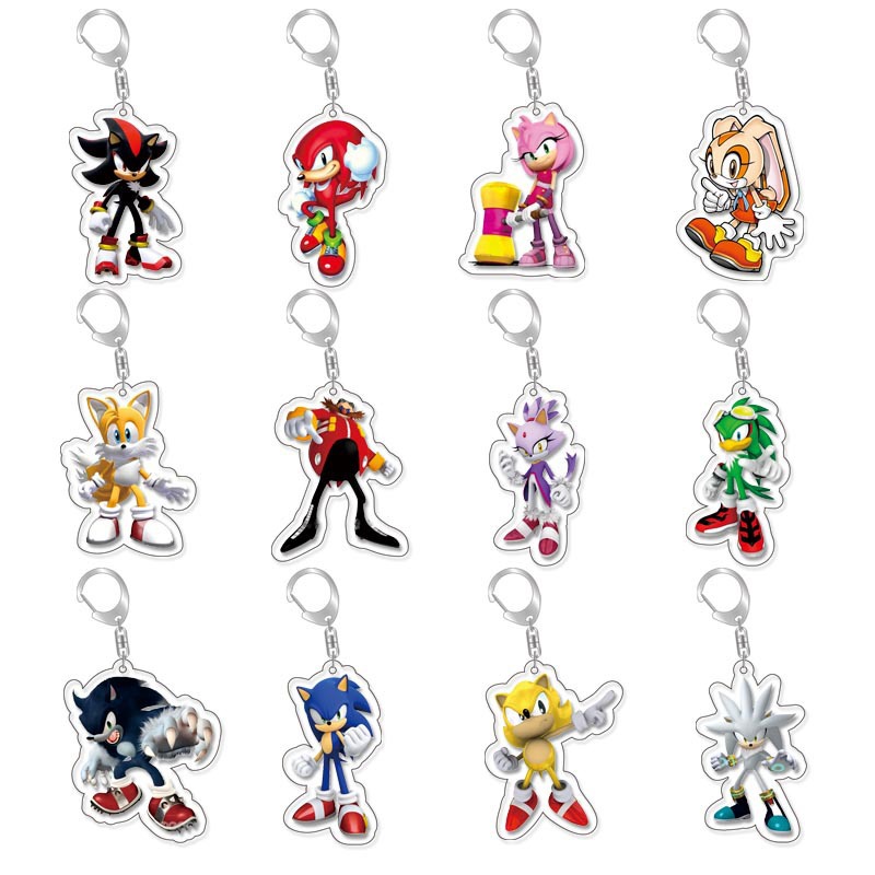 New Sonic Key Chain Pendant Key Chain Pendant Pvc Japanese Comic Key Ring School Bag Decoration Cross-Border Wholesale