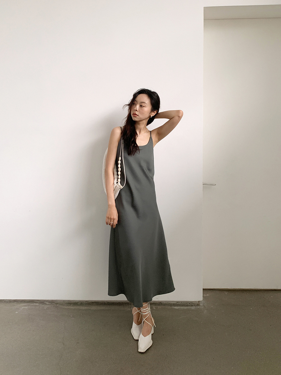 Love and Nancy Thirteen Lines Summer French Casual High-Quality Satin Suspender Dress 21315