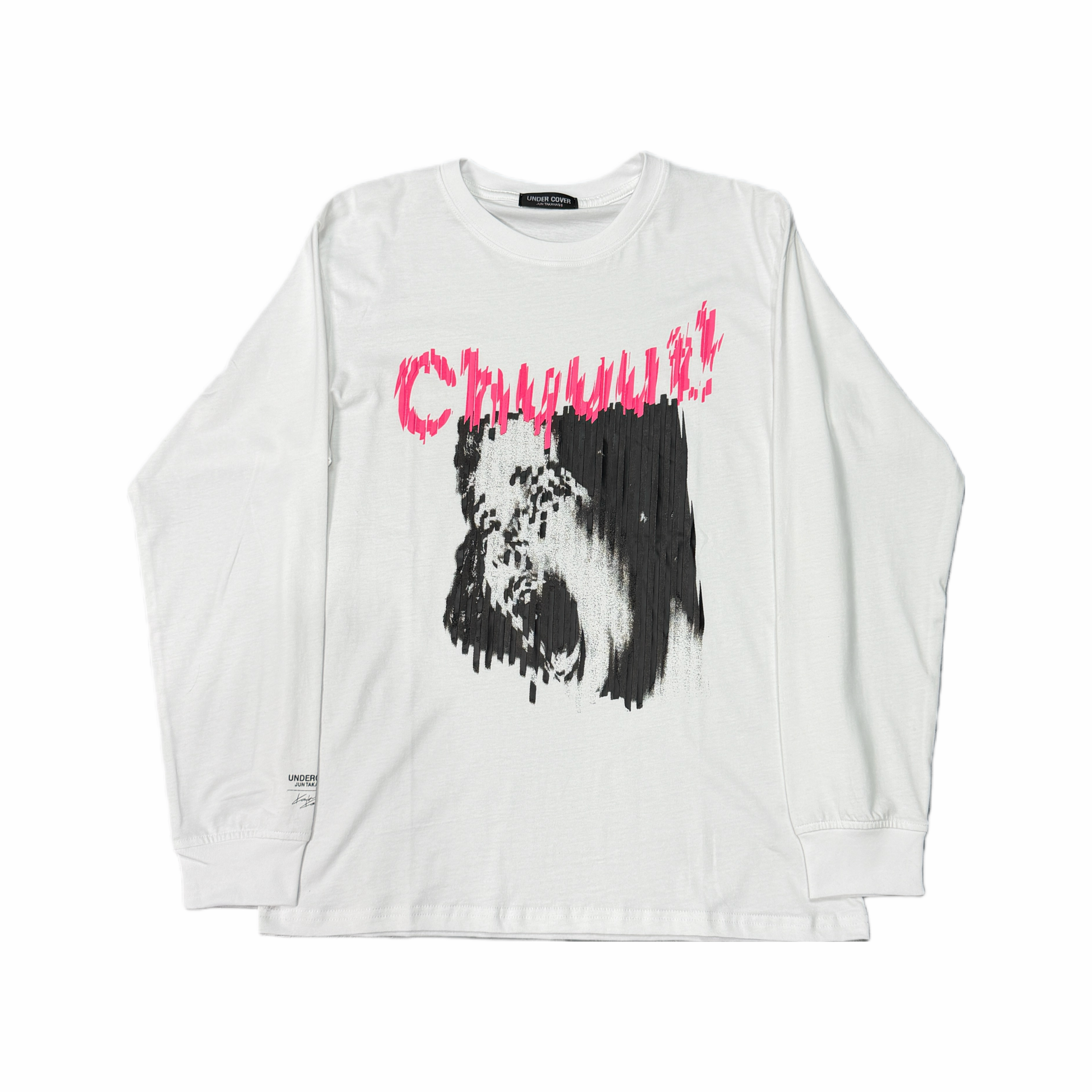 Clearance Sale: Undercover Screaming Woman Print White Crew Neck Long Sleeve Sweatshirt Uc