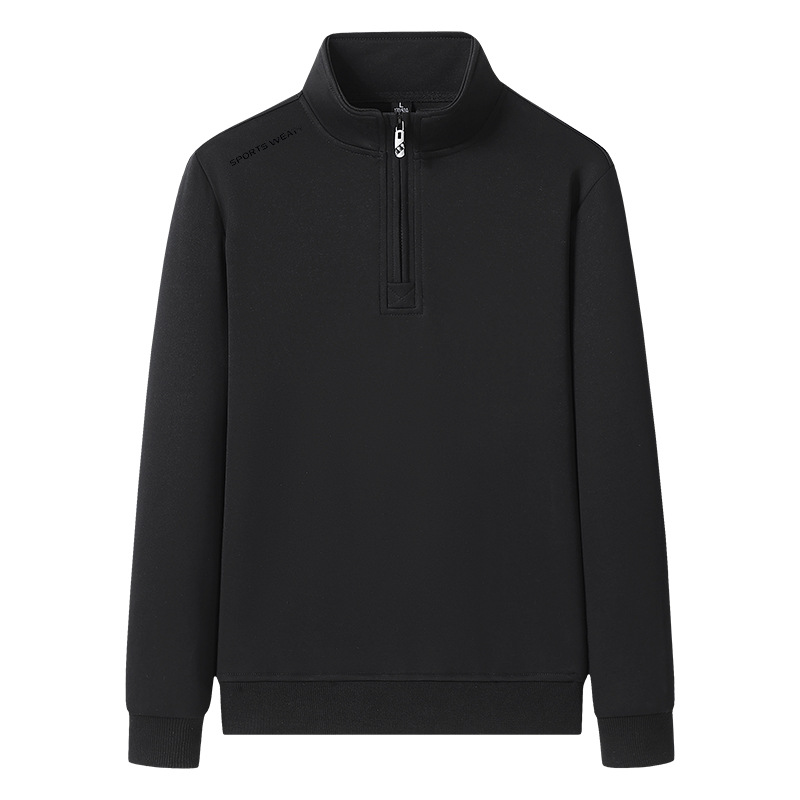 Pure Cotton Stand Collar New Style Half-Zip Sweatshirt Set Trendy Men's Spring Casual Large Size Comfortable Dad Outfit for Spring and Autumn