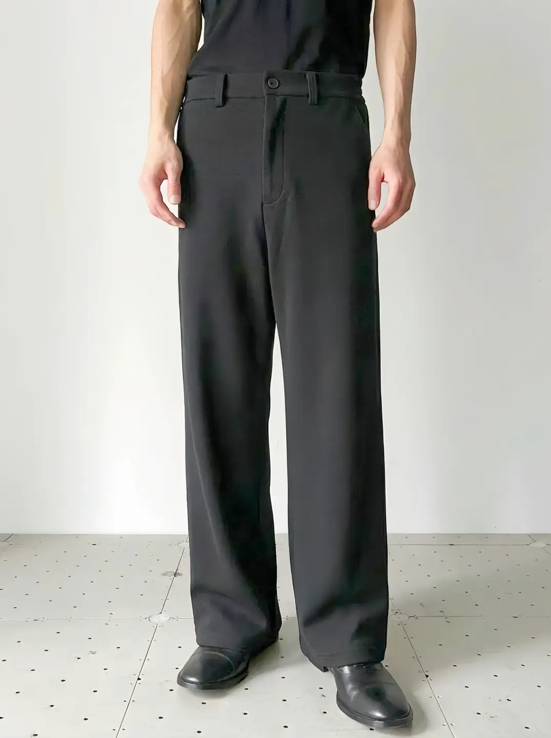 Vujade011 Black Seamless Straight Leg Casual Pants