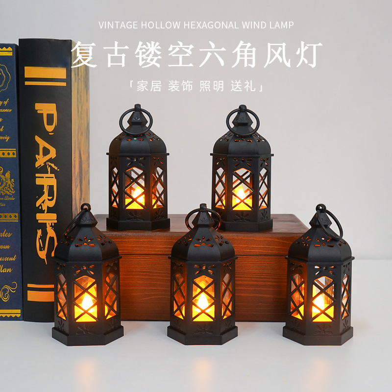 Led mini hexagonal wind lamp dormitory bedroom night light simulation electronic candle lamp decorative atmosphere lamp small ornaments