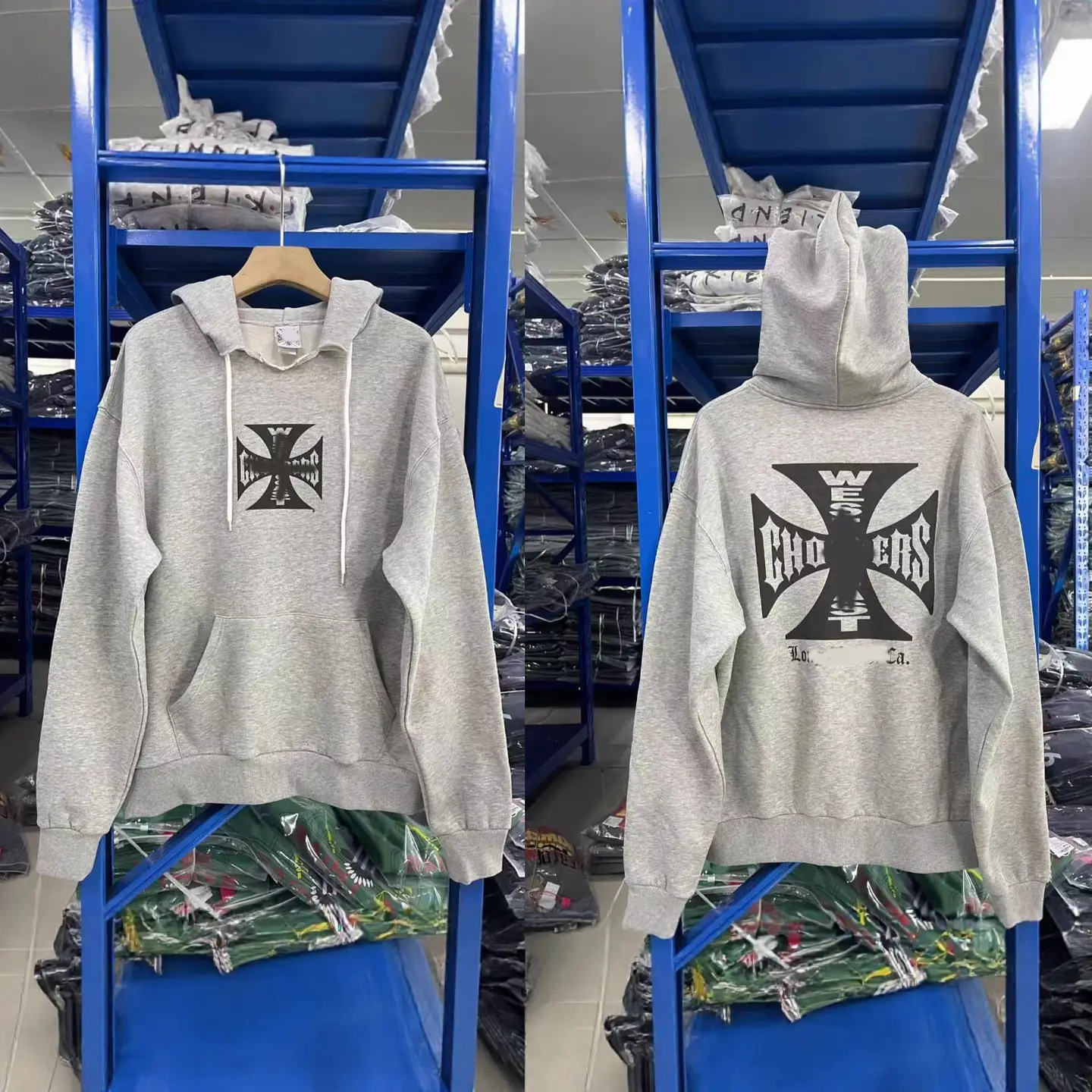 New Europe and the United States tide 25SS cross printing washed do old hoodie sweater retro leisure loose zipper sweater men