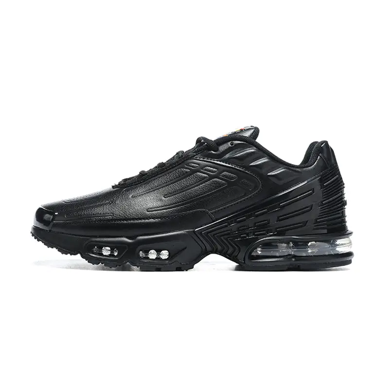 [North Summer] Shoes Men's Shoes Classic Retro Running Shoes Leather Air Cushion Shoes Men's All Black Plaid Casual Sports Shoes