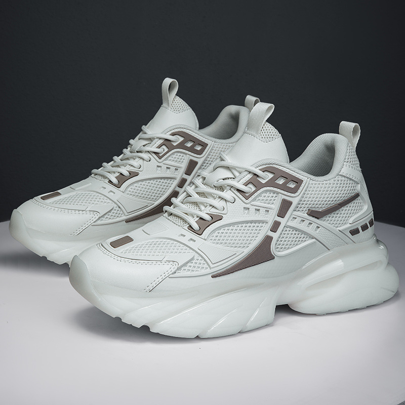 Cross-Border Spring Breathable Mesh Sneakers, Fashionable Hidden Height-Increasing Running Casual Shoes, Dad Shoes, Low-Top Men's Shoes
