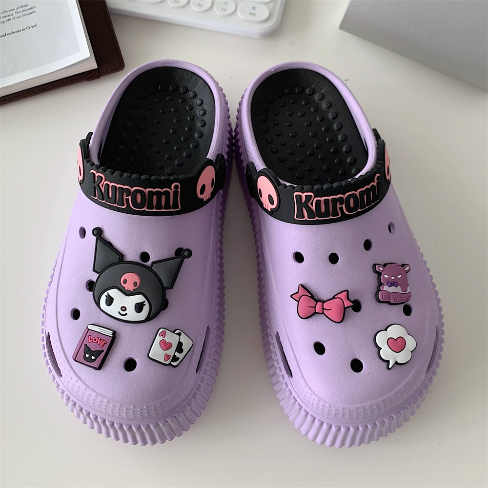 Sanrio ip Co-name Sweet Cool Cute Toe Cave Shoes Women's Summer Thick Sole Outer Wear Beach Sandals