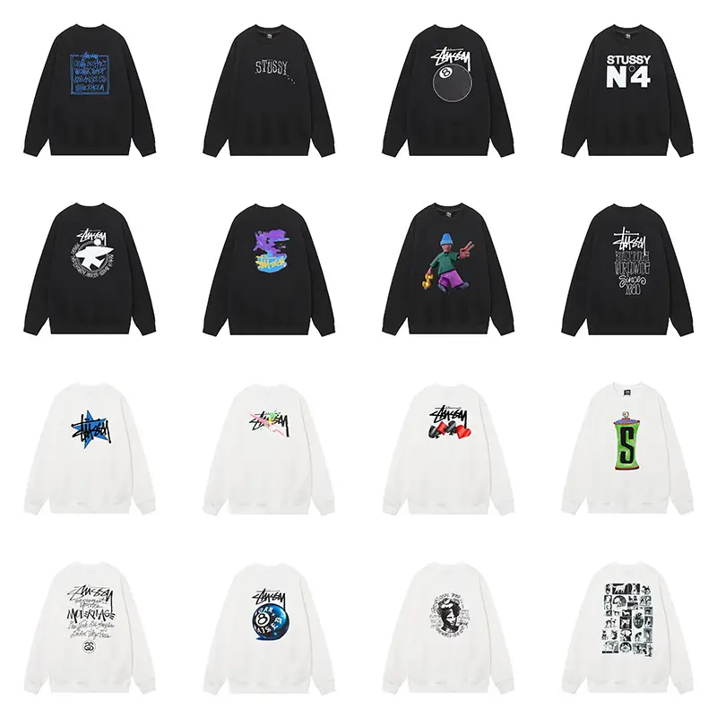 Cross-Border High-Quality Stu American Trendy Brand Loose Men's and Women's Couple Stussy Original Label Dropshipping Personalized Printed Sweatshirt