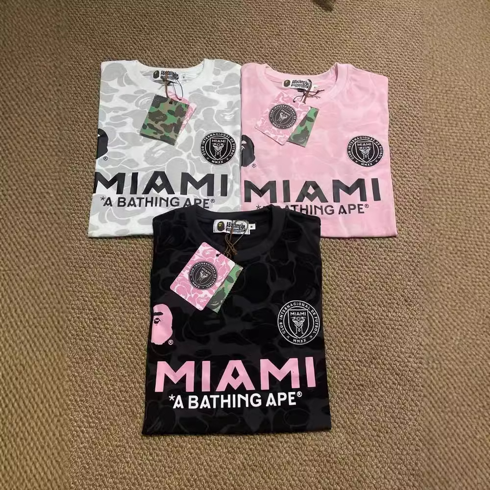 Correct Version of Cross-Border Wholesale Bapex Miami Trendy Brand T-Shirt Foreign Trade Dropshipping Ape Head Miami Short Sleeve