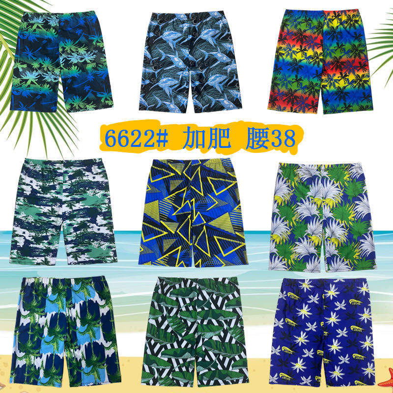 Men's boxer swimming trunks loose and fat fashion printing five manufacturers hot spring loose polyester beach pants wholesale