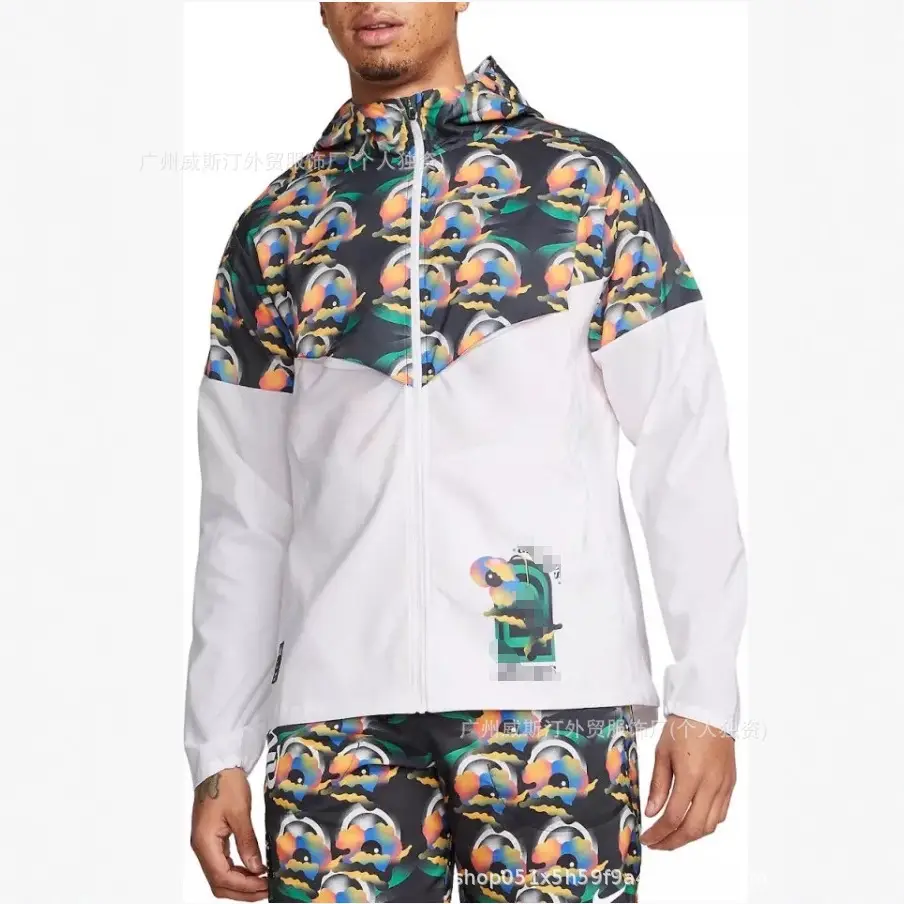 2025 Cross-Border Same Style Printed Patchwork Windproof and Sun-Protective Hooded Trendy Brand Sports Outdoor Jacket 011