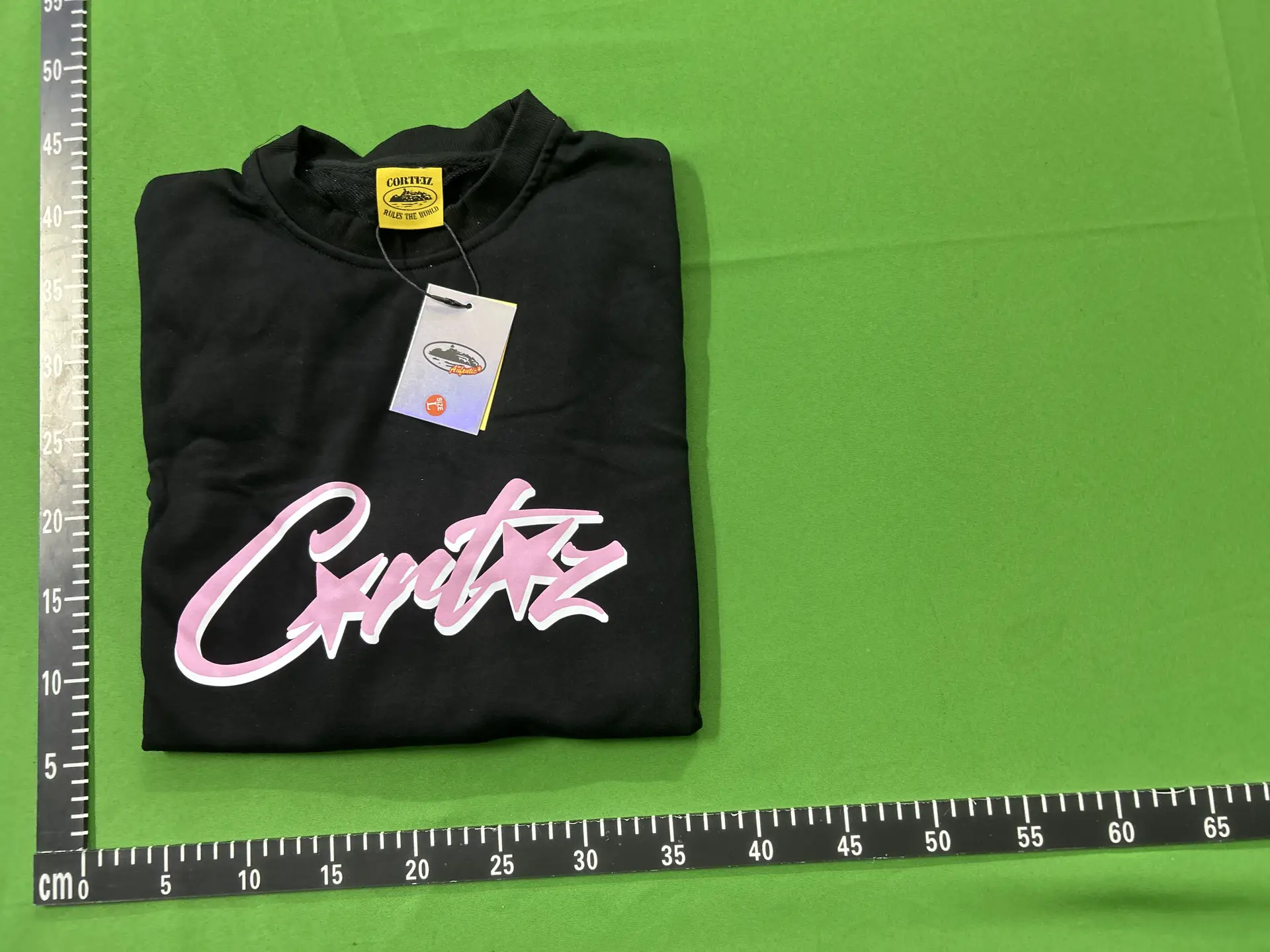 Cortez Black Crewneck Sweatshirt with Pink Logo