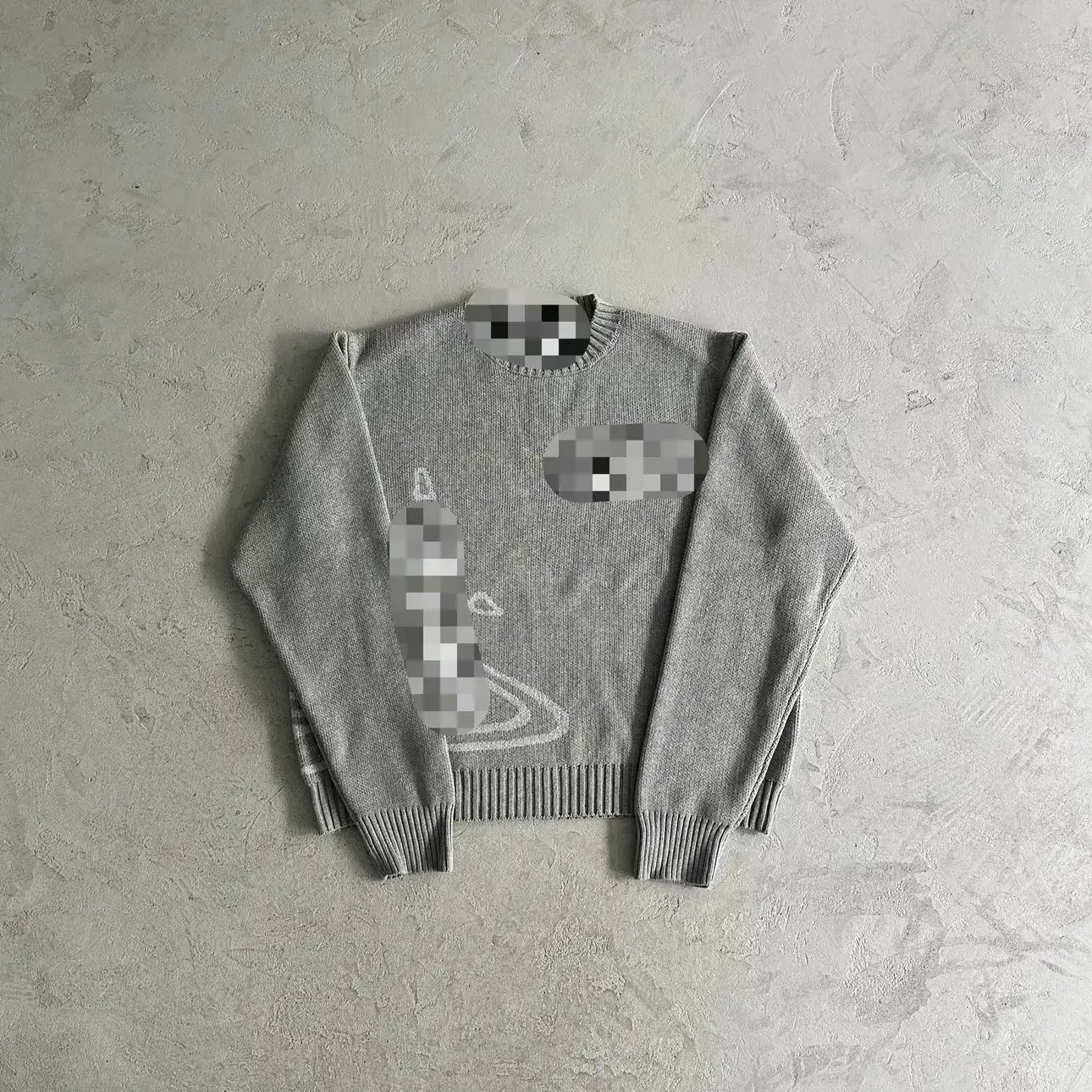 Grey Graphic Knit Sweater
