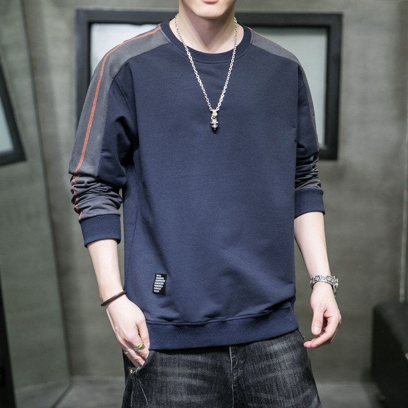 High-Quality Men's Sweatshirt 2024 Spring and Autumn Trendy Brand Ins Hong Kong Style Early Spring Versatile Cotton Blend Loose Top