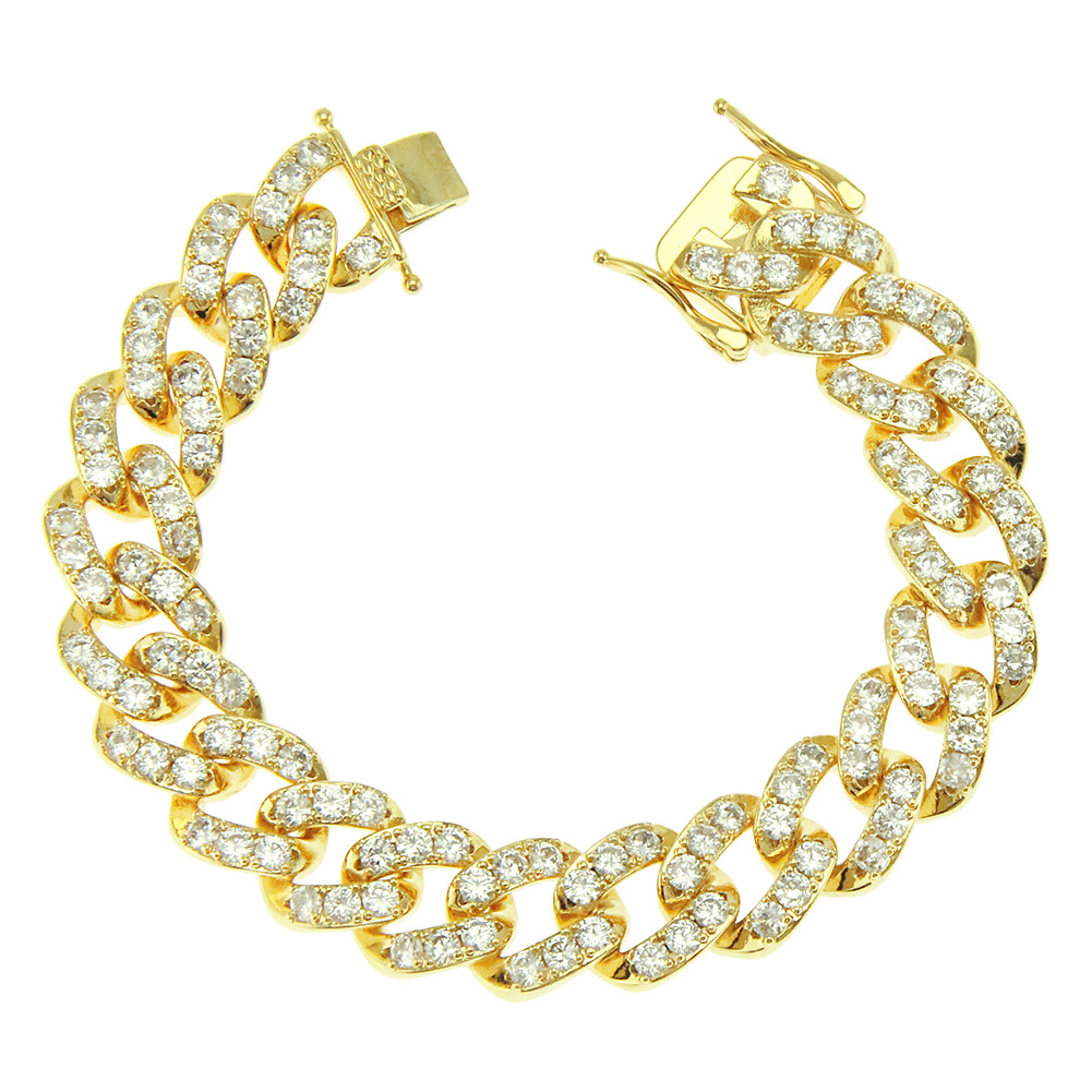 Popular European and American ins hot-selling hip hop men and women Cuban chain bracelet anklet copper inlaid zircon butterfly bracelet