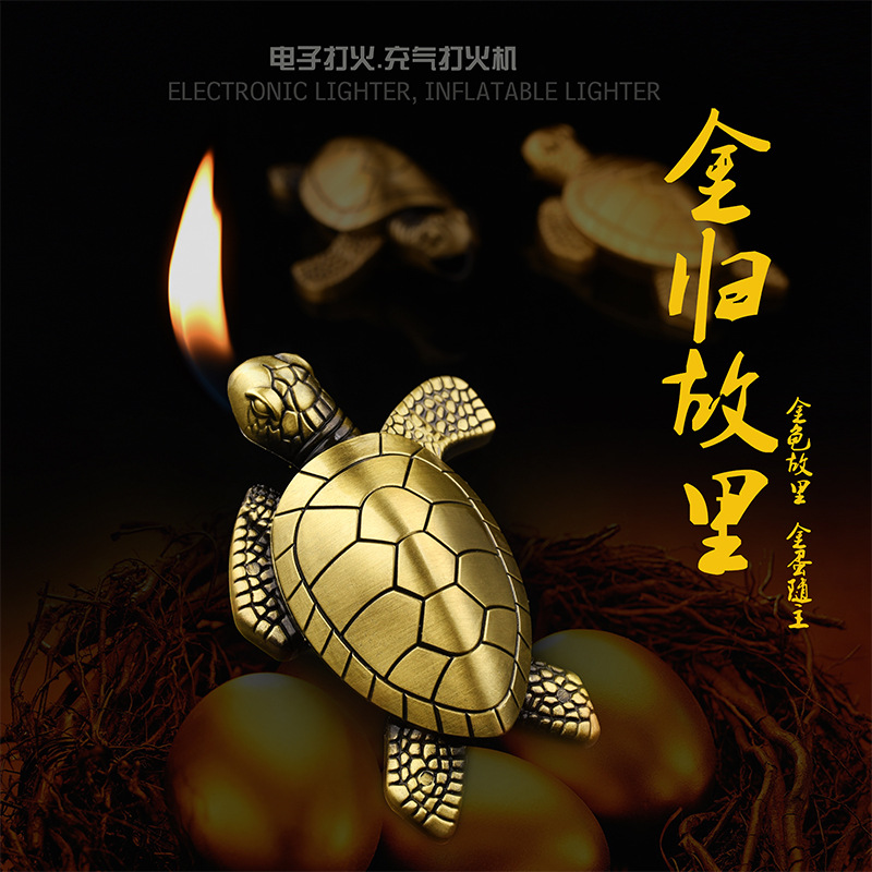 K159 cute little tortoise inflatable open flame lighter desktop ornaments cigarette lighter cross-border foreign trade supply wholesale