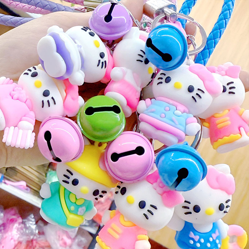New Cartoon Kt Cat Braided Rope Bell Doll Keychain Cute Student School Bag Pendant Advertising Gift