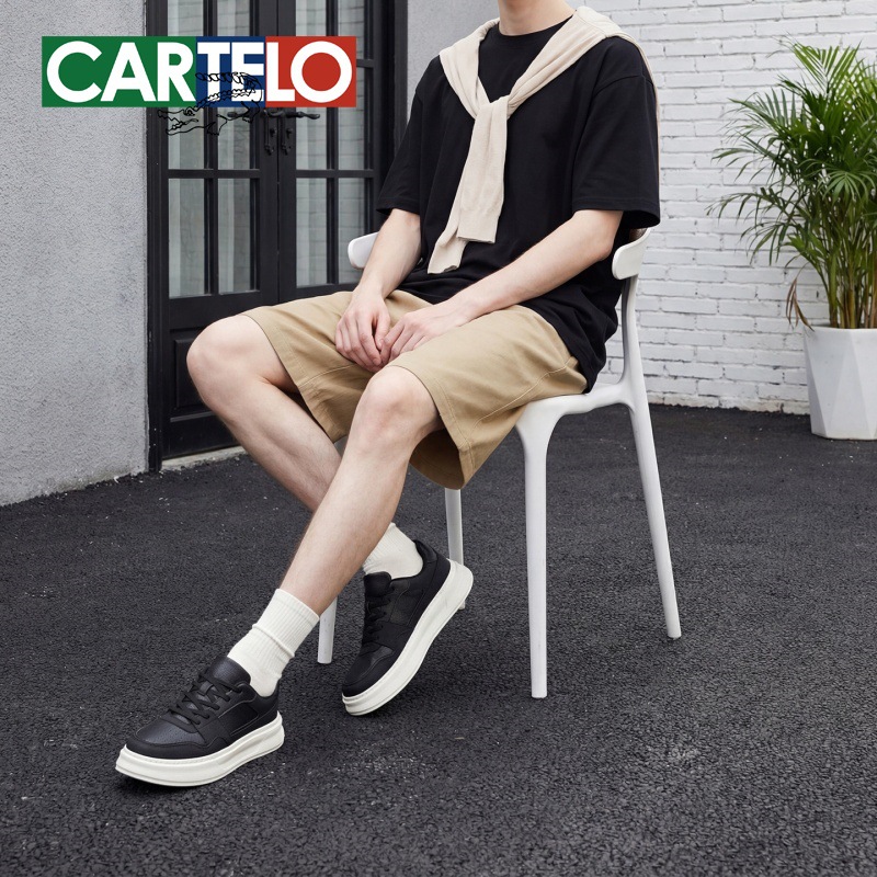 Cartelo Crocodile Sneakers for Men 2026 Summer New Casual Shoes Thick-Soled Height-Increasing Versatile Breathable Sports White Shoes