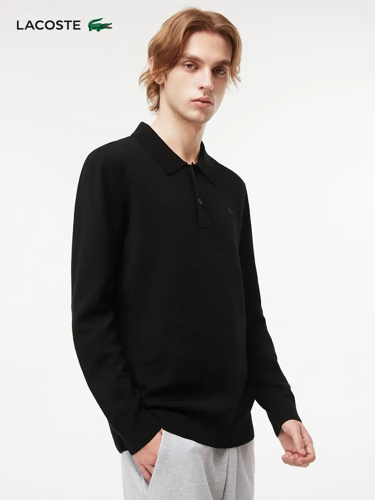 Lacoste French Crocodile Men's Clothing Winter Fashion pure color Minimalist Easiest for match Lapel Long sleeves Knitwear | Ah0676 ​​