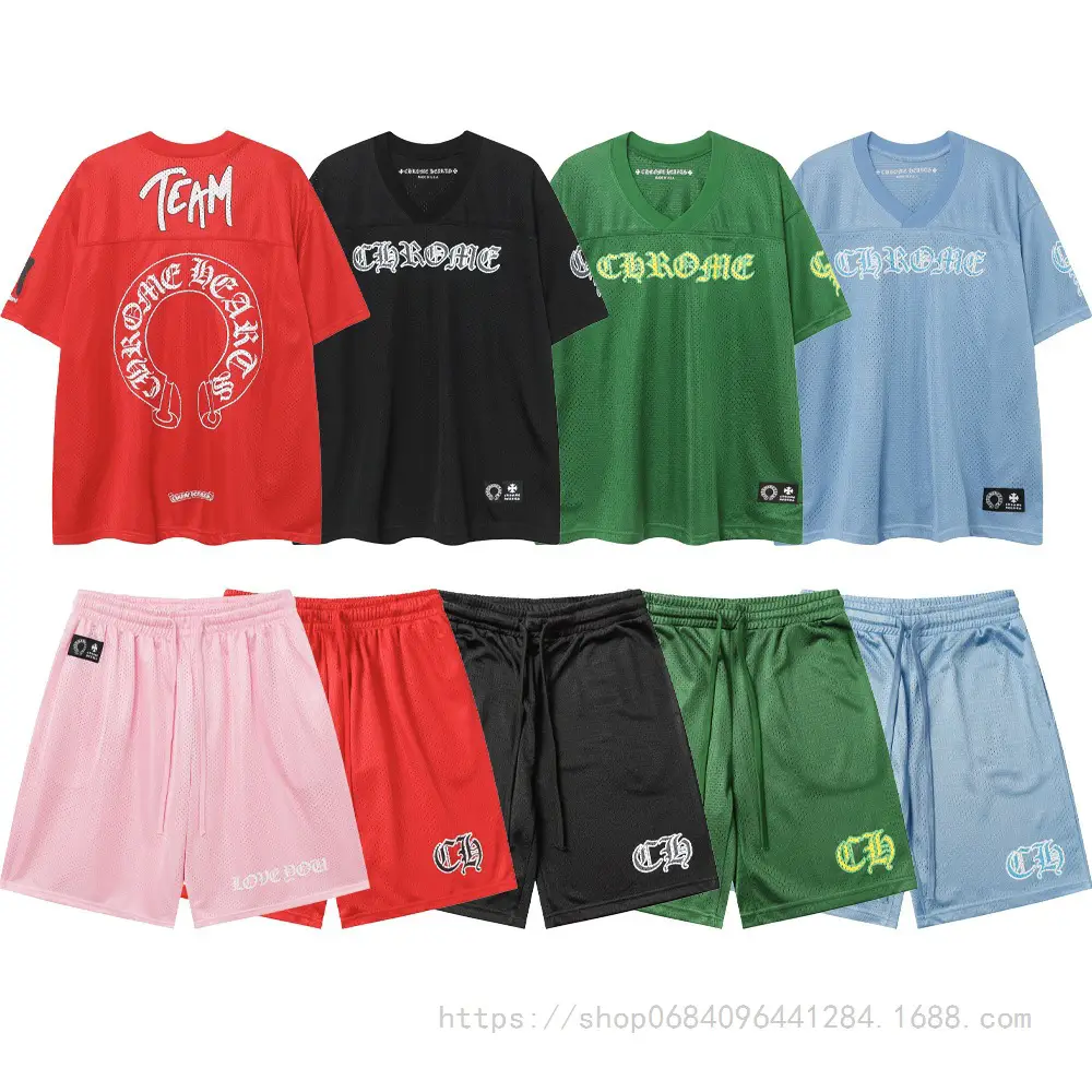 Trendy Brand 24Ch Sanskrit Print Heavy-Duty Direct-Print Ice Hockey Jersey Loose Short-Sleeve Unisex Shorts Wholesale Dropshipping