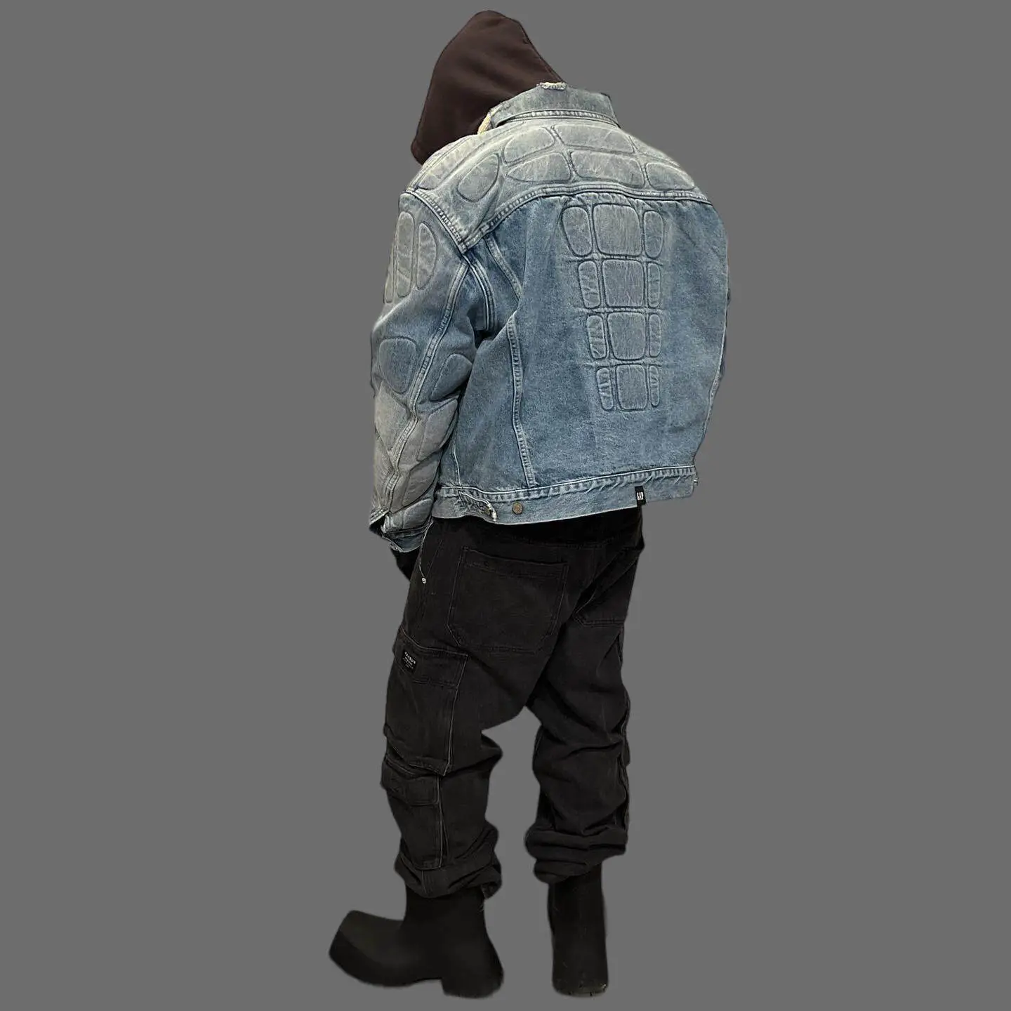 Yeezy Kanye's Same Three-Party Co-Branded Jacket High Street Heavyweight Washed Distressed Ripped Armor Denim Jacket
