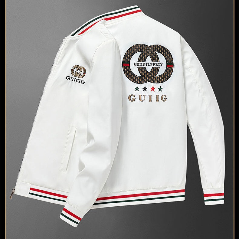Autumn Men's Casual Fashion Slim Fit high quality High Quality Large Area Sequin Embroidered Baseball Collar Jacket Coat