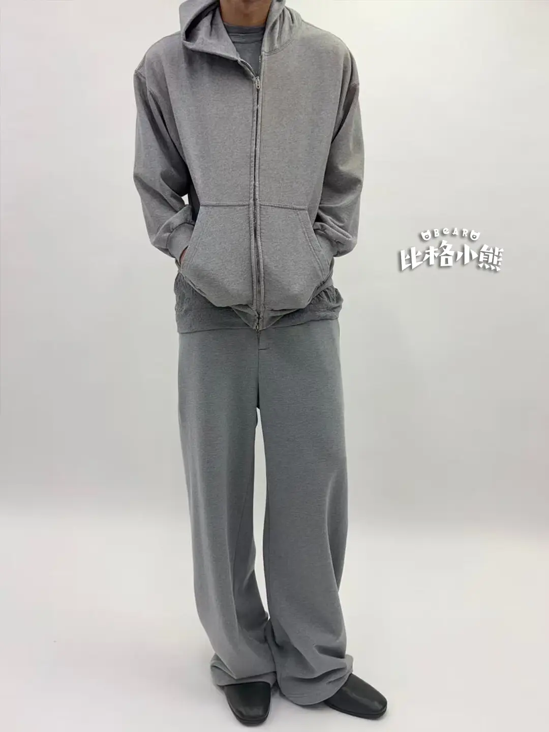 [in Stock] Kenijima Exact Replica Gray Hooded Sweatshirt with Distressed Effect