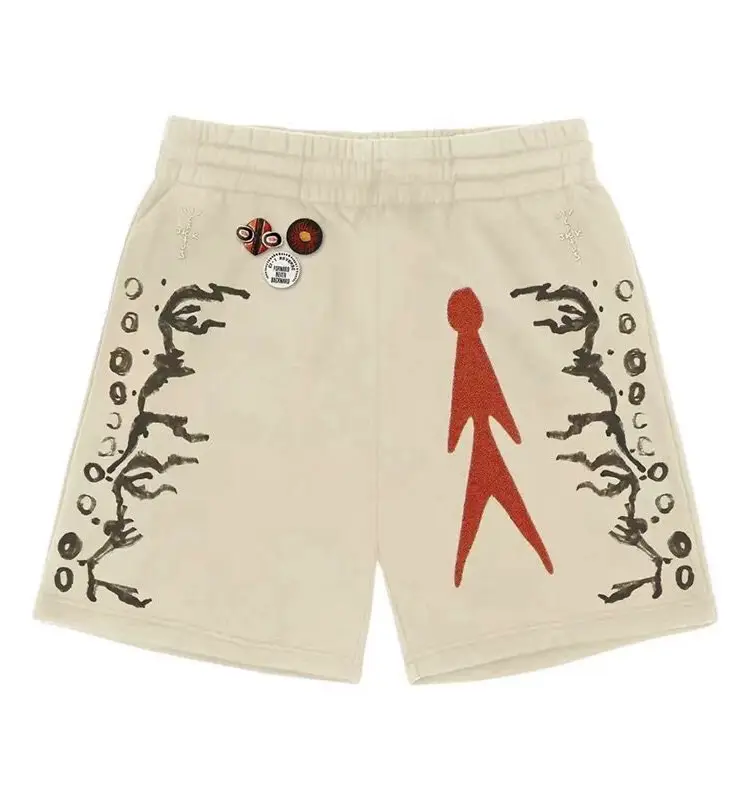 Travis Scott Ts American hip hop Cartoon Graphic Graffiti Print Men's and Women's Casual Loose Sports shorts