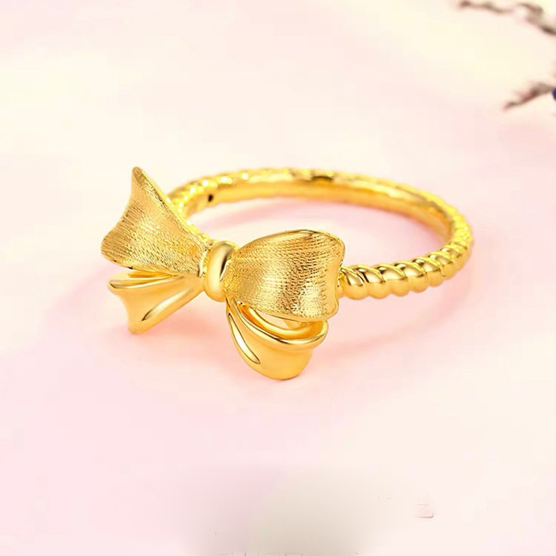 Yanyu's New Fugitive Princess Bow Ring Ancient Gold Inlaid Ring Bracelet Ancient Style Ring Factory Direct Sale