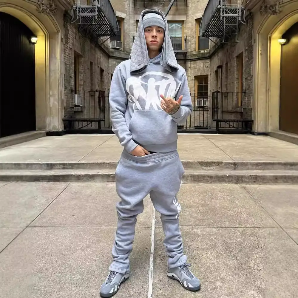 American Style Retro Personalized Street Hip-Hop Cross-Border Fashion in Autumn European Printed Hooded Sweat suit Men's and Women's Fashion