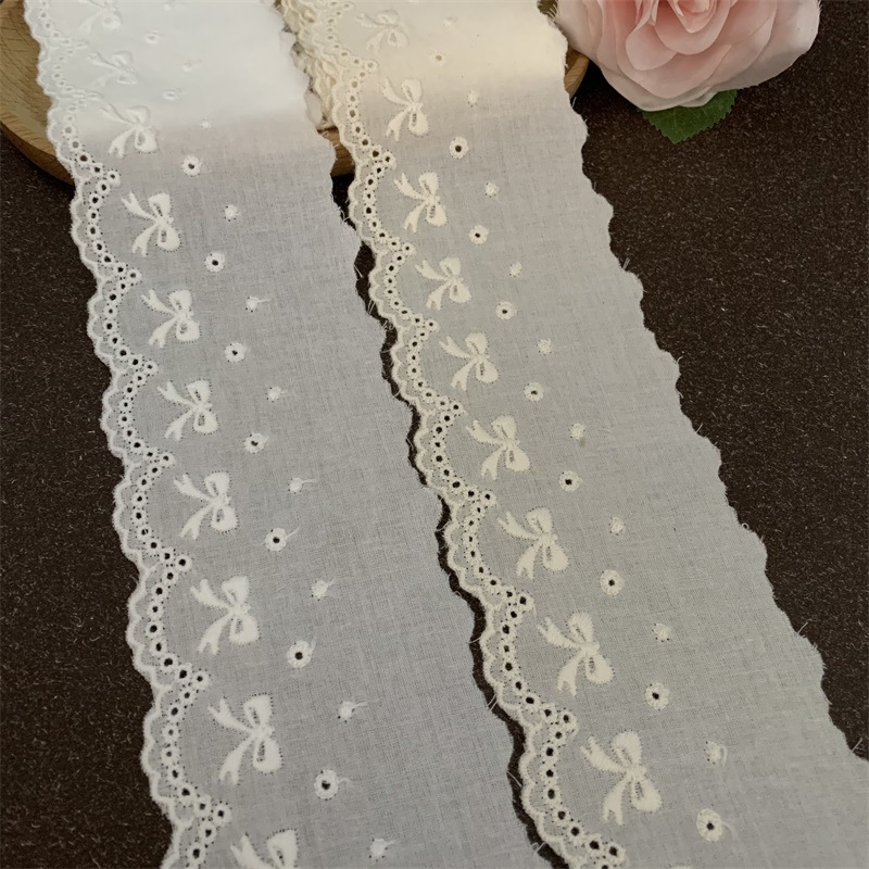 Little Bow punching hollow cotton embroidered lace children's clothing women's clothing lace accessories width 6.5cm