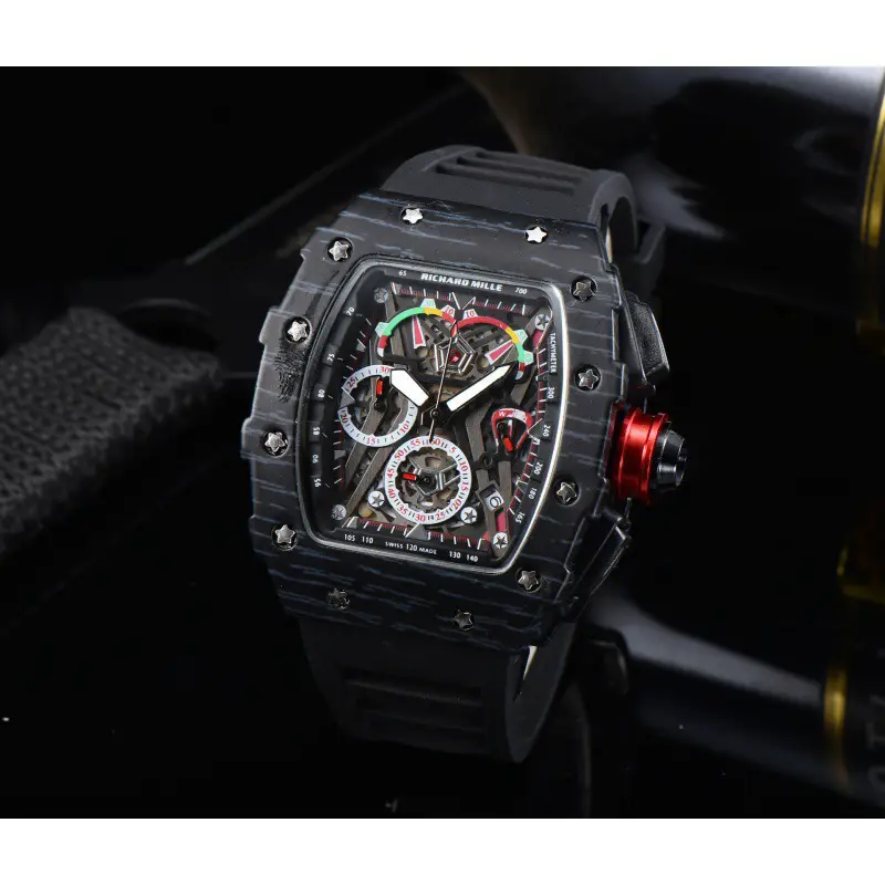 Watch new tonneau-shaped fashion trend watch luminous skeleton automatic mechanical movement men's watches