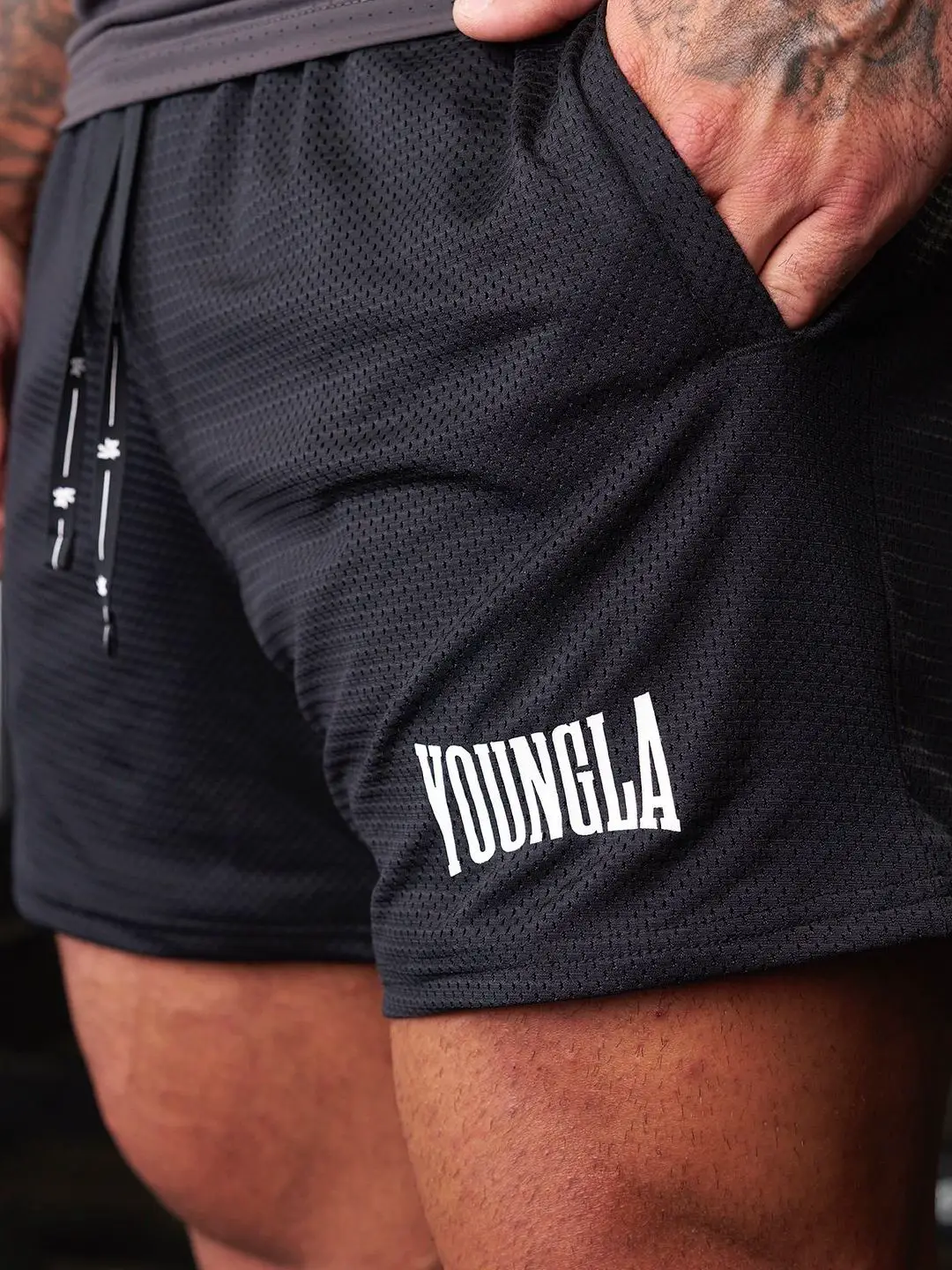 Youngla Summer Men's Shorts Jogger Muscle Sports Fitness Mesh Quick-Drying Breathable Training Beach Shorts
