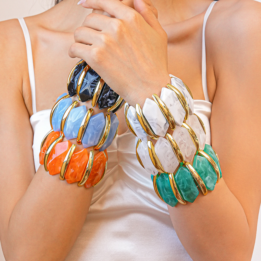 European and American Irregular Acrylic Rhombus Elastic Bracelet Cross-Border Personality Niche Unique High-End Fashion Hand Jewelry for Women