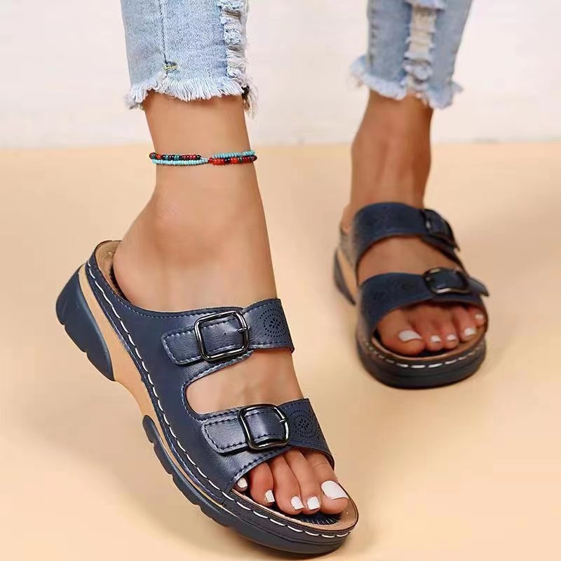 2022 summer Foreign Trade New plus size women's shoes sandals independent diamond fashion wedge in stock casual sandals cross-border women's sandals