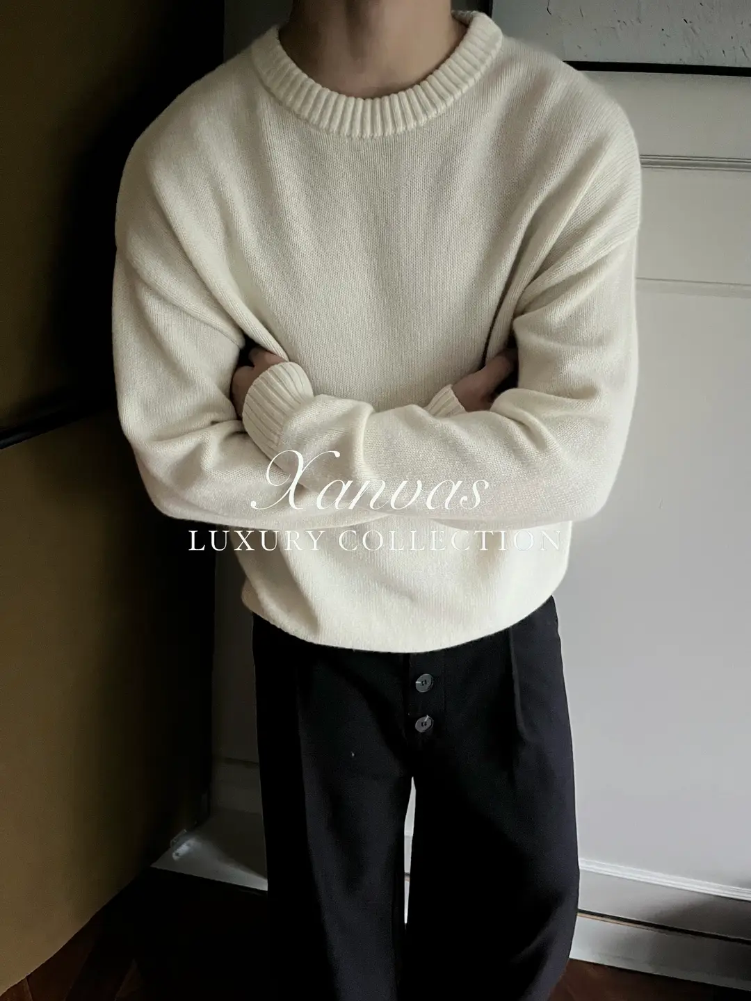 Xanvas Blue Label 100% Australian Wool 7-Needles 26 Count 600g Round Neck Hooded Thick Sweater Knitted Sweater High End Thread