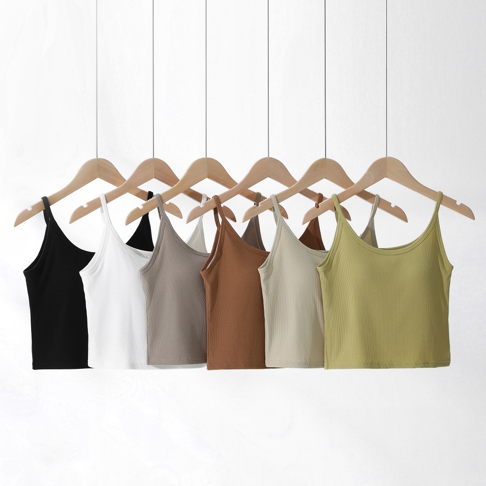 Factory Supply Solid Color Navel Sling Spring and Summer All-match Camisole Vest Cotton Inner Mor Blended Navel Sling Back