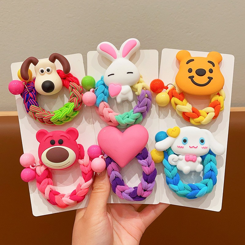 Children's colorful dog hair rope little girl durable high elastic head rope ponytail ball head hair band girl rubber band