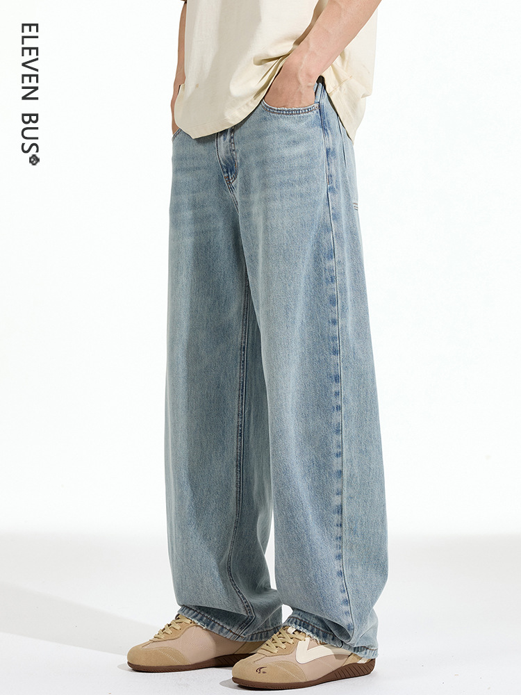 2026 Spring Trend Brand New Loose American High Street Style Washed Straight Wide-Leg Jeans High-Quality Men's Jeans