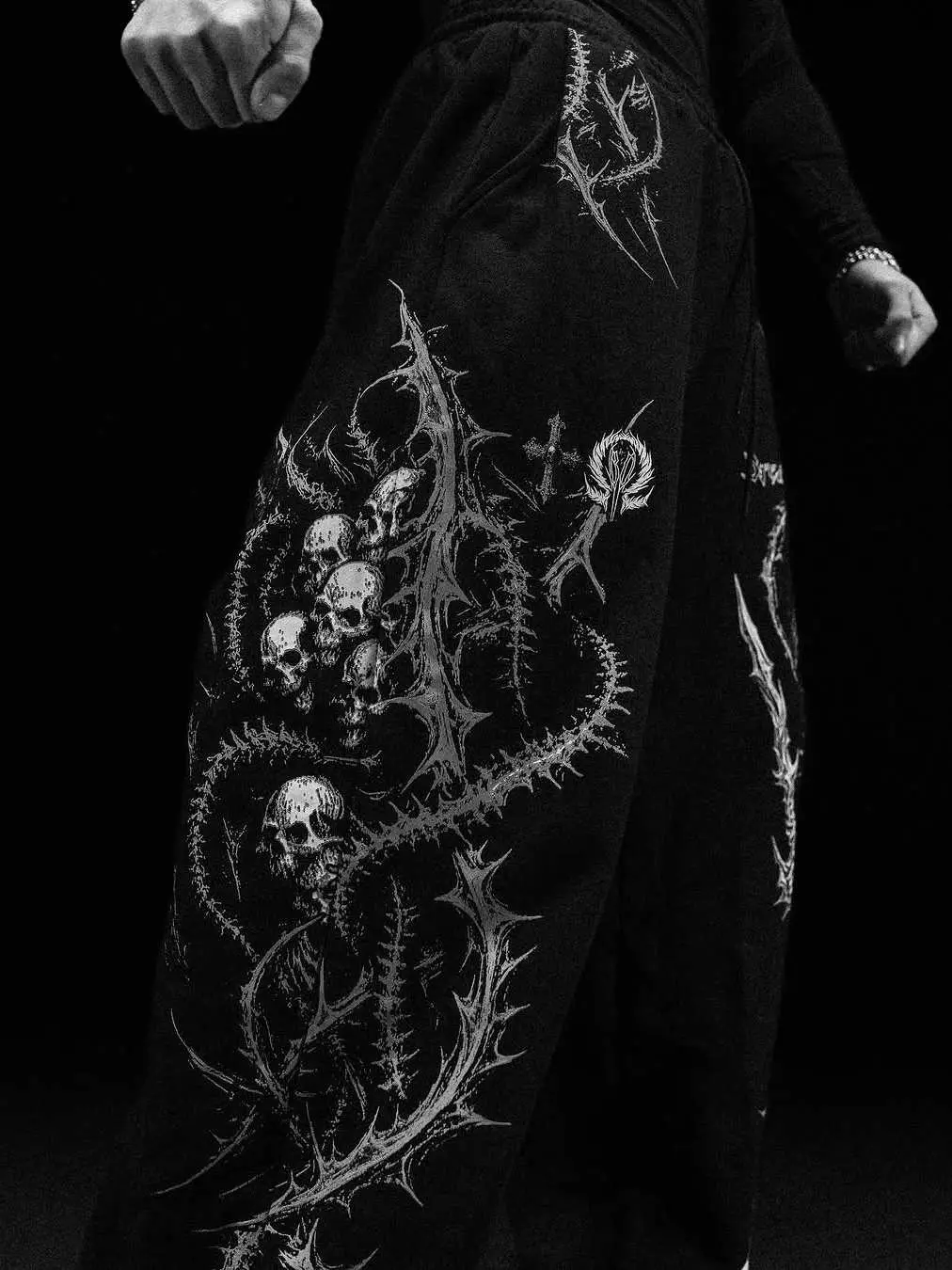 Breathedivinity New Gothic Holy Knight Fitness Sports Loose Fashion Terry Sweatpants Long Pants for Men and Women