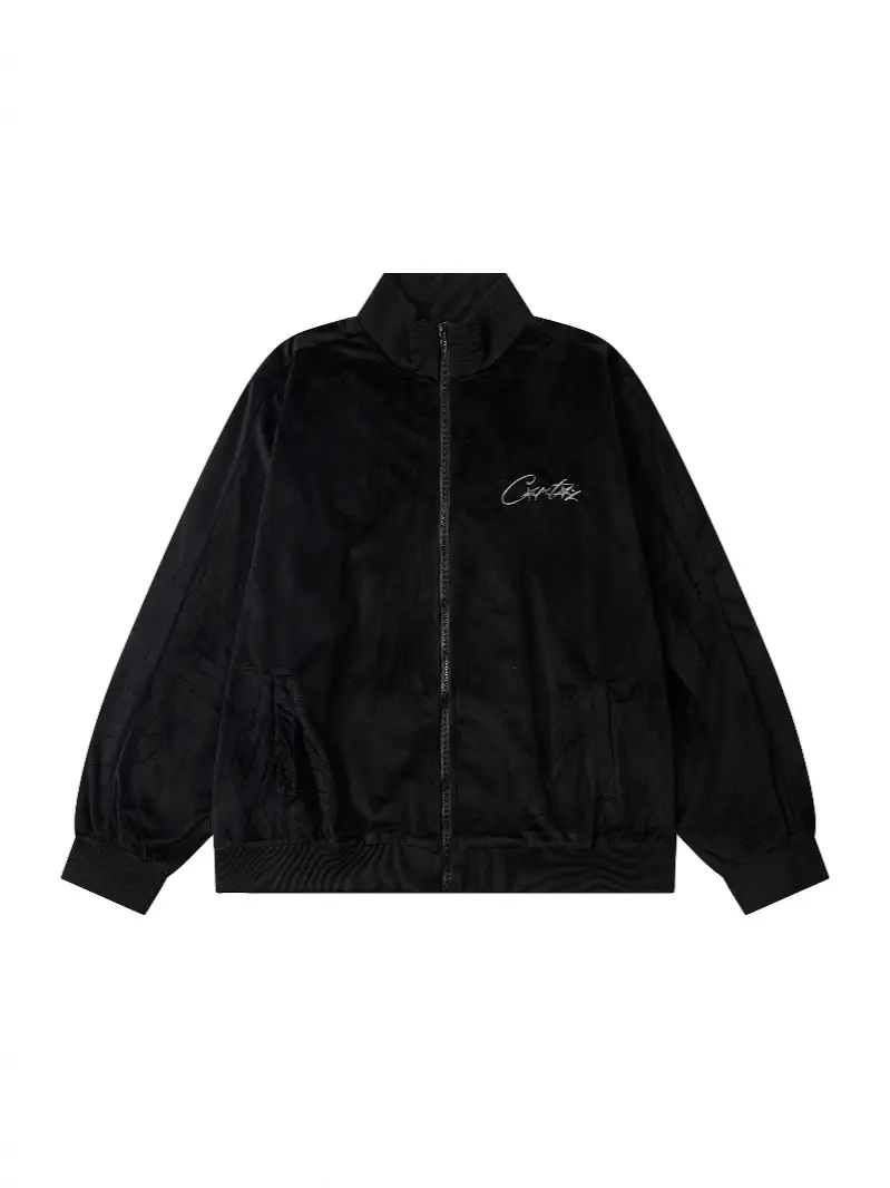 Corteiz Velvet Zipper Jacket Suit European and American Stars Same Style Ukdripdrill Hip-Hop Rap Street Fashion