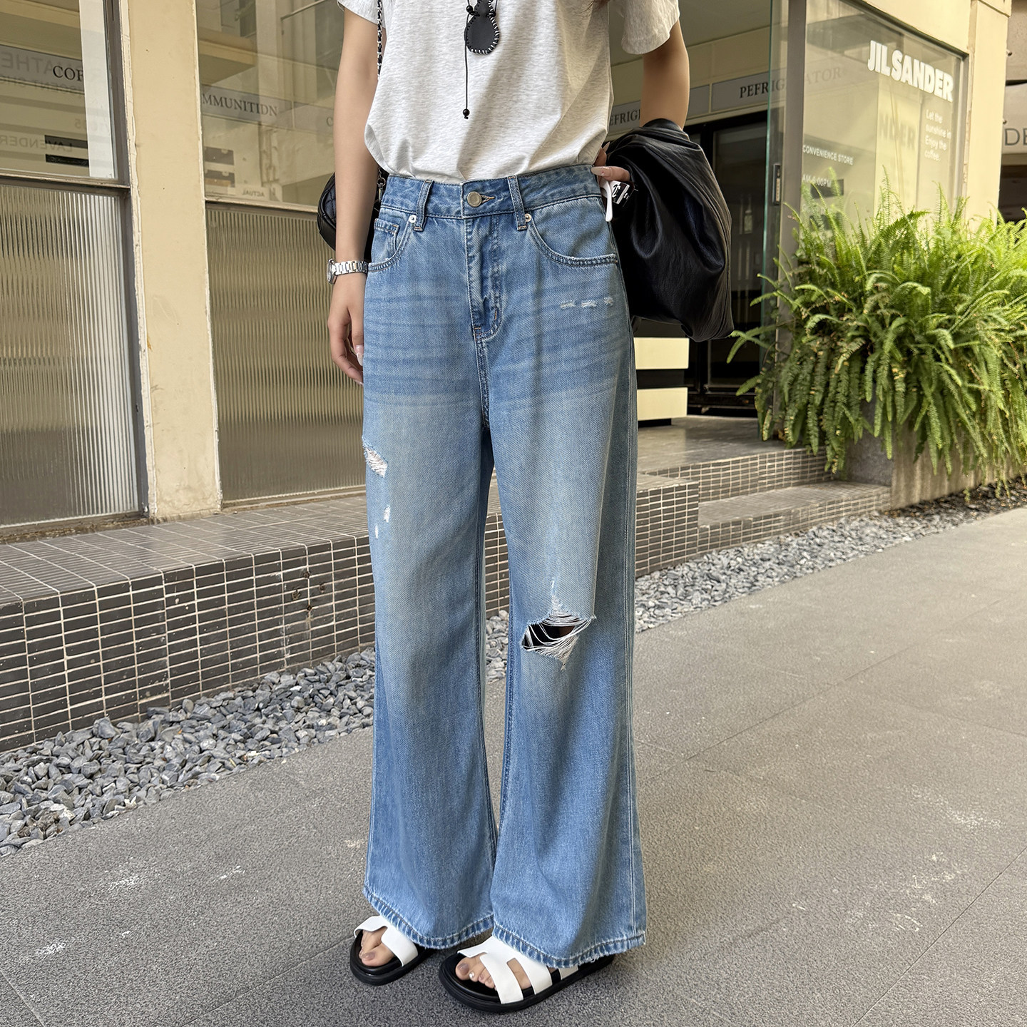 Don'T Worry about the Details, Just Go for It~ Lyocell Ripped Jeans for Women, Summer Thin Style, 2026 New Model, Straight Loose Wide-Leg Pants