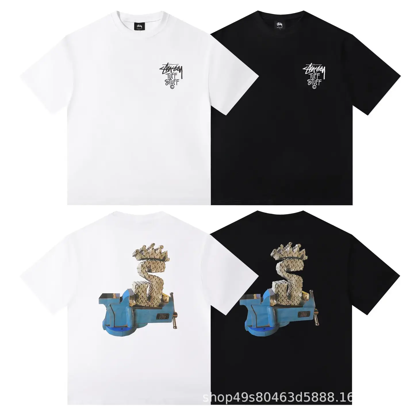 Stussy Tuff Stuff Short Sleeve T-Shirt Black White