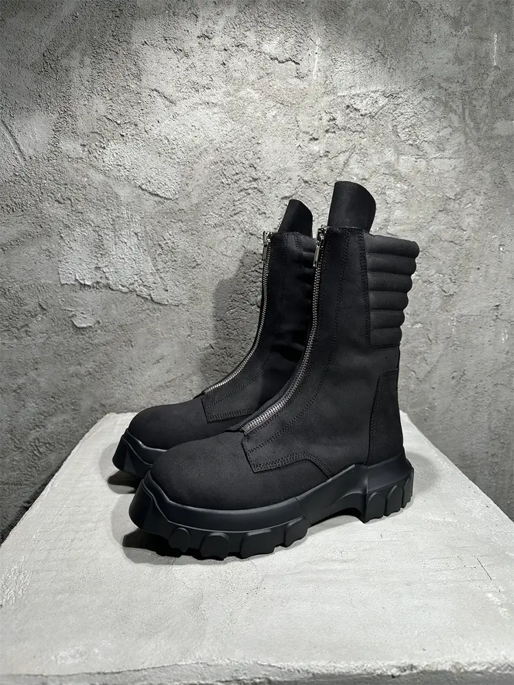Xuan war RO leather inner height Martin boots high gang thick bottom board shoes OWENS middle zipper British Chelsea boots
