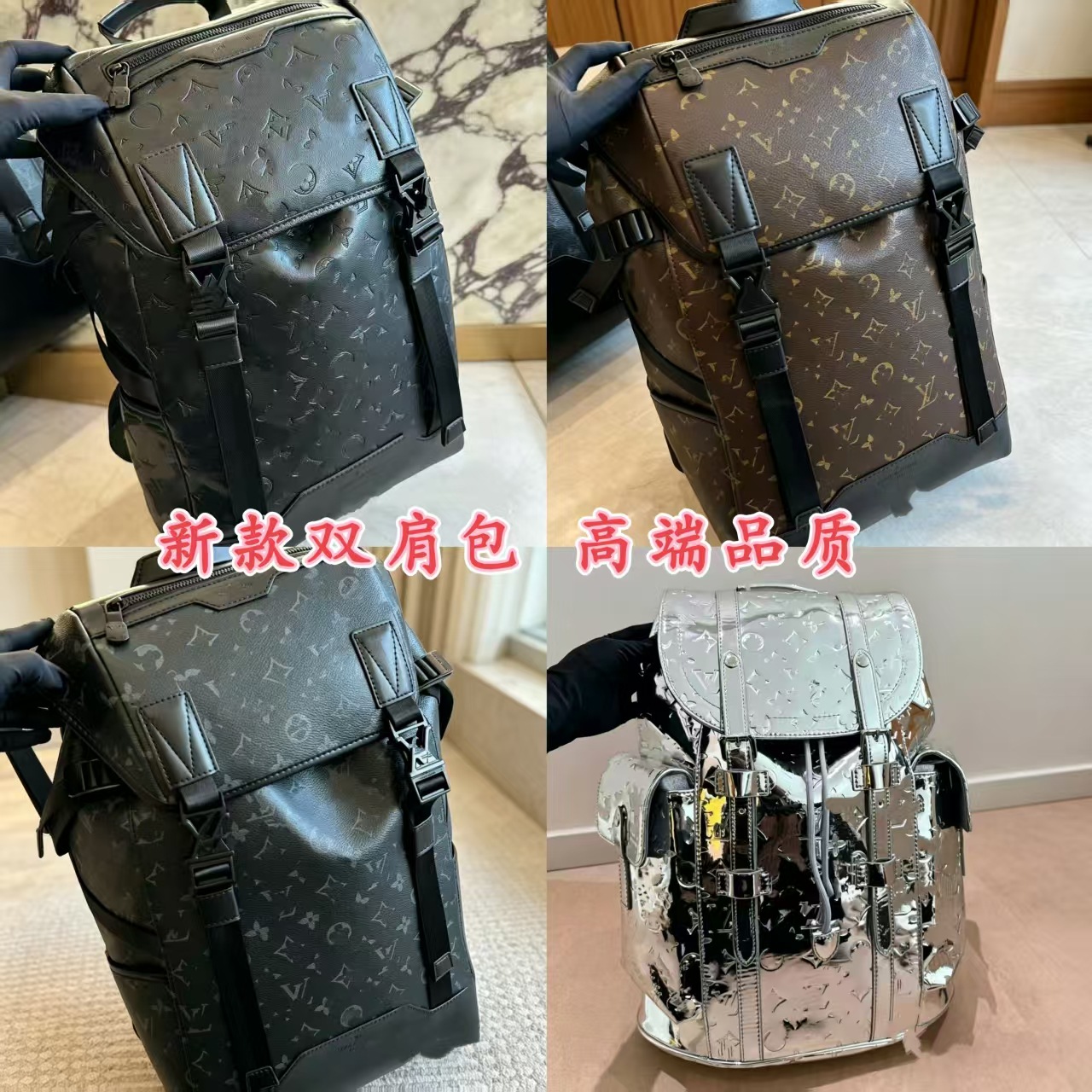New Trendy Brand Genuine Leather Casual Backpack, Fashionable and Versatile Crossbody Bag, Multifunctional Large-Capacity Backpack QC-foto från 1688 på Qualit.ly