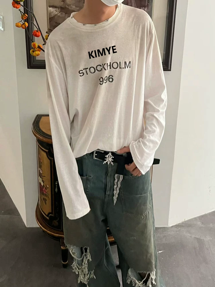 (Classic Restock) Stockholm1996 Distressed Slogan Basic Retro Style Washed Loose Fit Unisex Long Sleeve