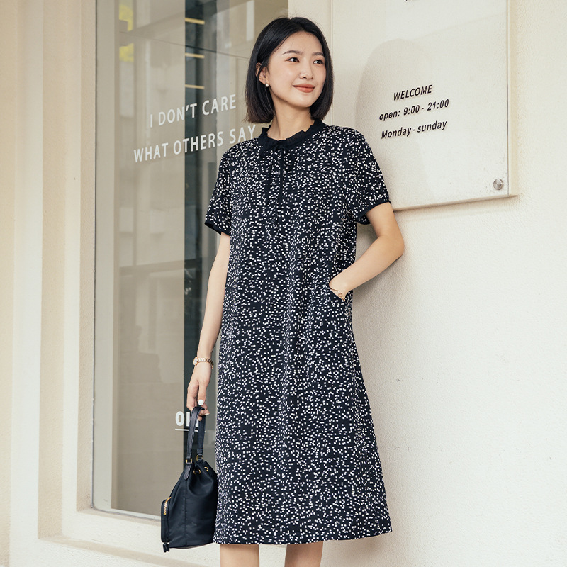 YUN Yun Summer Llace Collar dress Women's Design Sense Casual Loose Skirt Slimming Polo Collar Midi Dress