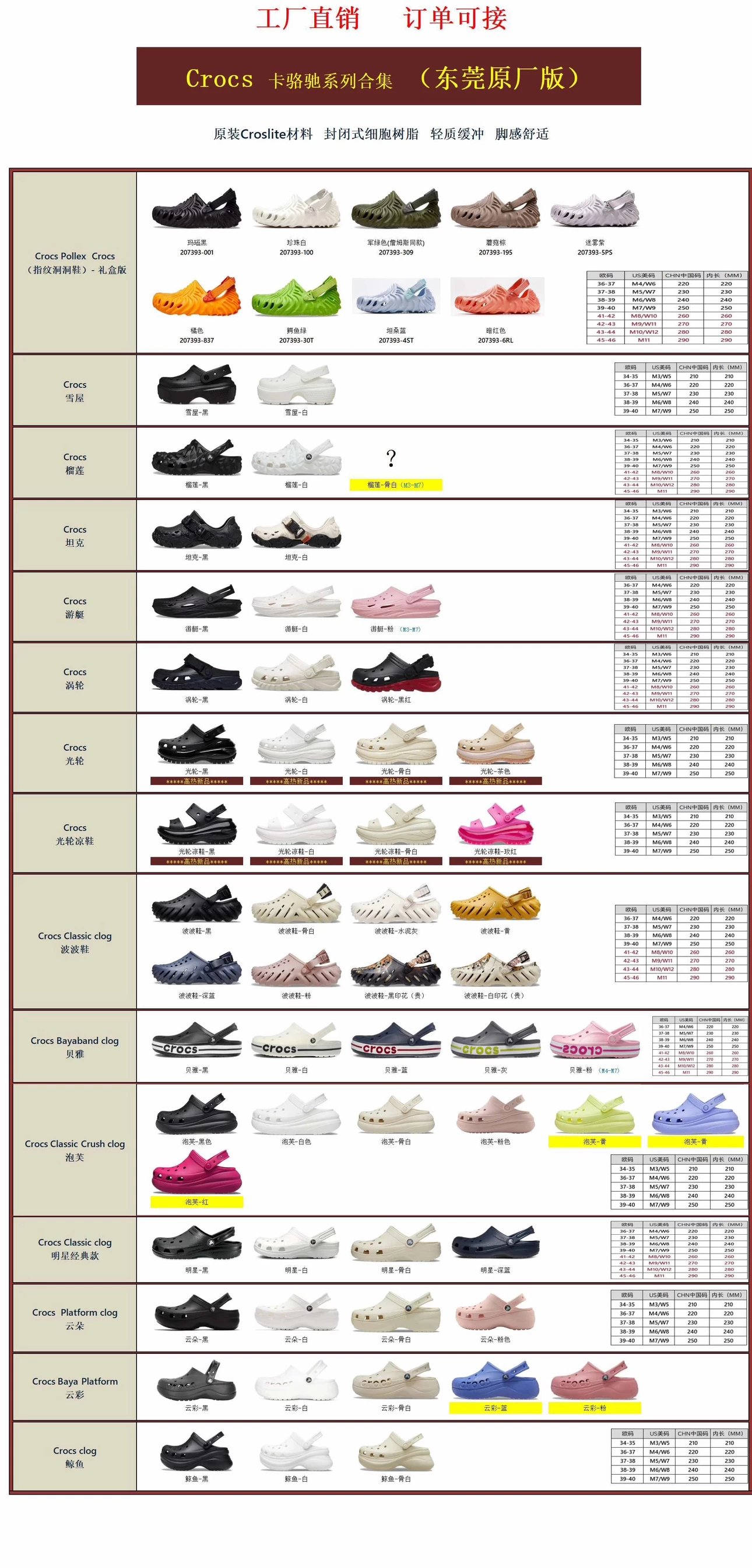 Dongguan Original Edition/Crocs Carlocchi Series Collection Original Materials! Unpackaged shoes are a size bigger!