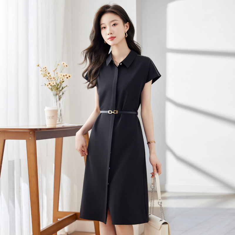 Elegant High-end Sense Short-sleeved dress Women's Summer 2024 New Summer Shirt Skirt Tight Waist Slimming Skirt Summer Dress