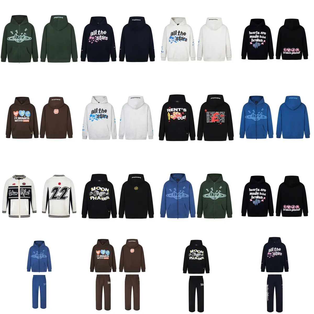 American tide BrokenPlanet foam printing youth men and women American trend line fall and winter new padded popular sweater